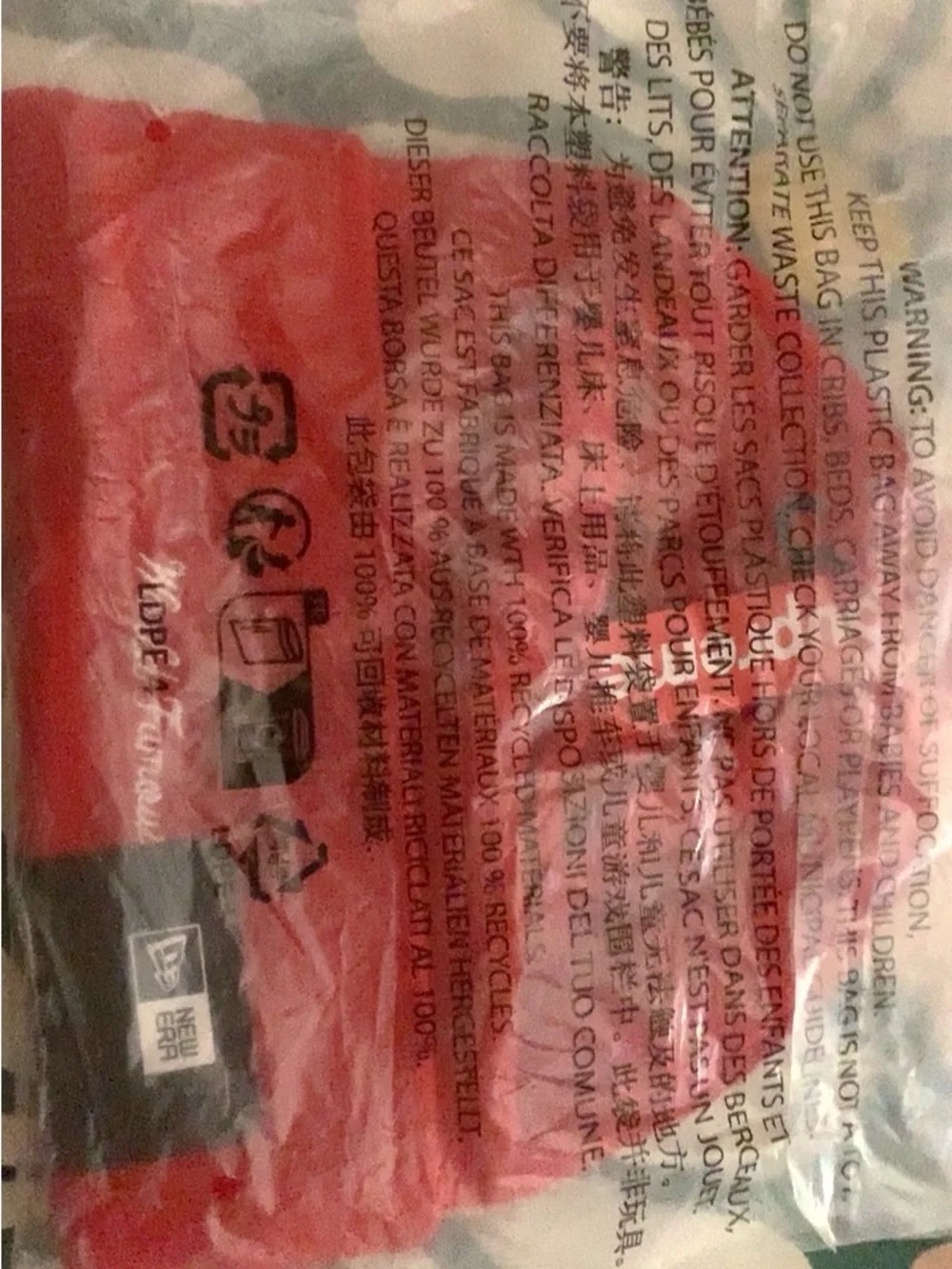 Supreme Red and Black Beanie with White Logo Patch